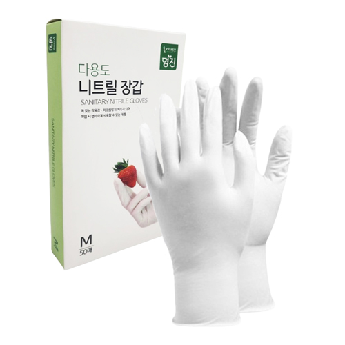 명진니트릴장갑50매(M)/화이트